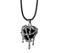 YWLUUOO Punk Vintage Irregular Crystal Heart Necklace for Women Men Leather Rope Collarbone Chain Halloween Jewelry Accessories Women Necklace
