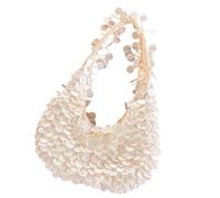 YWLUUOO Shell Embellished PVC Shoulder Bag Lightweight Underarm Bags Spacious Dinner Purse for Women and Girls Shoulder Purse with Spacious Interior Practical PVC Underarm