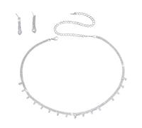 YWLUUOO Shimmering Rhinestones Necklace Earrings Set for Bride