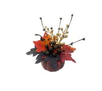 YWLUUOO Simulation Pumpkin with Leaves Statue Dashboard Ornaments False Pumpkin TV-Cabin Halloween Ornaments Holiday Decorations