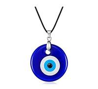 YWMAN Evil Eye Necklace - Blue Turkish Glass Leather Rope Choker - Protection Pendent Necklace Jewelry for Women