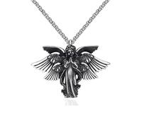 YWMAN Guardian Angel Wings Necklace, Stainless Steel Seraphim Prayer Pendant, Gothic Six-Winged Angel Amulet Jewelry Gift
