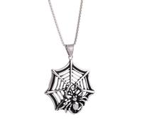 YWMAN Spider Web Necklace, Stainless Steel Gothic Pendant for Men Halloween