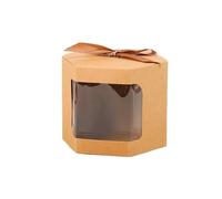 YWMEAC 12Pcs Packaging Boxes Paper Cake Boxes Bags, Clear Pvc Birthday Candy Boxes/Brown/10 * 10 * 10Cm