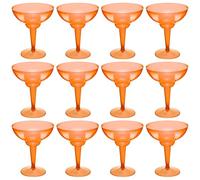ywmigl 12 Pcs Plastic Margarita Glasses 12 oz Margarita Cups Mexican Theme Party Decorations Martini Glasses Bulk Cocktail Glass for Wedding Mexican Theme Carnivals (Orange)
