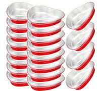ywmigl 20 Pcs Valentine's Day 22.6 Oz Large Foil Heart Shaped Cake Pans Oven Safe Disposable Red Aluminum Foil Pans with Lids for Kitchen Valentine Day Birthday Wedding Party Cakes Baking Supply