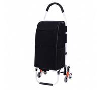YWMJZEU Foldable Shopping Cart with Stair Step-Climbing System Compact Aluminum-Frame Folding Shopping Cart Multi-Use for Apartments, Everyday Errands, Black