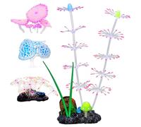 Ywmsfl 4Pcs Corals Waterplant Fishtanks Ornament Natural Lookings Coralreef Fluorescence Color Decoration For Aquariums Landscapes