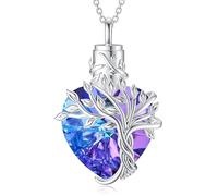 Ywmsfl Entangled Tree Cremation Necklace for Pet Ashes or Human Remain Heart Shaped Design Stainless Steel Memorial Jewelry Pet Memorial Necklace
