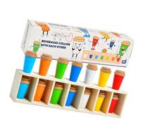 Ywmsfl Multiplayer Wooden Drink Bottle Color Recognition Sorting Game Toy for Children Early Learning and Group Enjoyment Educational Wooden Drink Bottle Color Sorting Toy