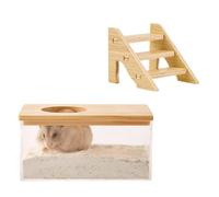 Ywmsfl Panoramics Hamster Bathroom Enclosure ABS and Wood Materials Clear Hamster Digging Sand Container for Pet Square Pet Enclosure