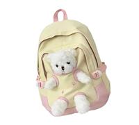 Ywmsfl Practical Bear Pattern Student Backpack Tear Proof Nylon Fabric Spacious Interior Book Bag for School Essential Lovely Japanese Styles Backpack