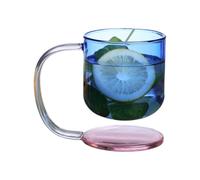 Ywmsfl Premium Borosilicate Suspension Cup with Heatproof Handle and Base Floating Effect Glass Mug for Coffee Teas Drink Clear Glass Cup with Base