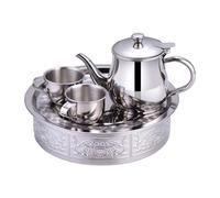 Ywmsfl Pretend Play Drinking Teaset Toy for Toddler Stainless Steel Afternoon Tea Cup Pots for Kids Imaginative Activity Children Roleplay Tea Pots