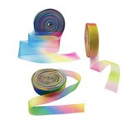 YWNYT 150m Organza Ribbon, 3 Rolls of Christmas Ribbon, 25mm In Width Rainbow Wrapping Ribbon Satin Ribbon Sheer Organza Ribbon Wrapping Christmas Tree DIY Crafting