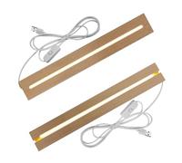 YWNYT 2 Pack LED Lights Display Base, 300mm Lengthened Rectangle Display Pedestal, USB Powered Wooden Lighted Base Stand for Acrylic Light Plate 3D Glass Resin Crystal Display, Warm