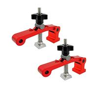 YWNYT 2 Pack T-Track Hold Down Clamps, Dual Purpose 30mm & 20mm, Aluminum Alloy, Adjustable, Red, Woodworking Clamp
