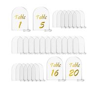 YWNYT 20 Pack Clear Arch Acrylic Sign, 10x15cm Clear Acrylic Blanks Wedding Table Numbers Signs with Stand, Acrylic Place Cards for Wedding Dinner Party DIY Decoration