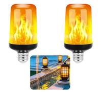 YWNYT 2pcs LED Flame Light Bulb, 5W E27 Flame Effect Light Bulb, 4 Lighting Modes LED Outdoor Light Flame Bulb Party Bulb Lights for Christmas Party Dancing Garden Decorative Lighting
