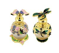 YWNYT 2pcs Vintage Refillable Perfume Bottle, 15ml Butterfly/Flower Perfume Bottles Empty Frosted Glass Essential Oil Bottle Unique Gift