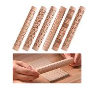 YWNYT 6pcs Wooden Clay Roller, Clay Modeling Pattern Rollers Kit Pottery Pattern Roller Clay Rolling Pin Textured Wooden Handle Pottery Ceramic Carved Tools
