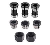 YWNYT 8pcs Router Collet Adapter, 6mm 6.35mm 8mm Router Collet Chuck Trimming Machine Chuck Engraving Trimming Collet Router Clamping Adapter for Woodworking Carving Machine Tool with Two Nuts
