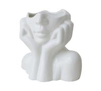 YWNYT Ceramic Face Vase, Female Form Artistic Head Half Body Bust Vase, Women Face Planter Feminist Minimalism Decorative Modern Flower Vase for Home Living Room Office Decor (B)