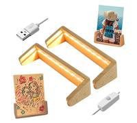 YWNYT Photo Frame Light Base, LED Lights Display Base, LED Picture Frame, Dual-Function Daytime Photo Frame & Night Light, Wooden Display Pedestal Art Lights Display Stand Photo Show (6-inch Warm)