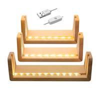 YWNYT Photo Frame Light Base, LED Lights Display Base, LED Picture Frame, Dual-Function Daytime Photo Frame & Night Light, Wooden Display Pedestal Art Lights Display Stand Photo Show (3 Size Warm)