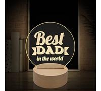 YWNYT Romatic Night Light Gift for Dad, Wooden LED Lights Display Base, to My Dad Gifts Engraved Night Light, Best Fathers Day Birthday Retirement Present for Father (B)