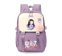 YWOIHL Cute Anime Backpack for Kids Teens Multi-Pocket School Bag with Large Capacity Fashion Laptop Backpack for Girls Boys, Purple, Medium