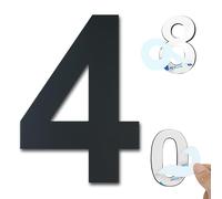 Ywonoby House Numbers - 3 Inch Self Adhesive Metal Stainless Steel Door Numbers Stickers for House Mailbox Apartment Hotel Courtyard - Black(4)