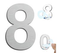 Ywonoby House Numbers, 6 Inch Door Numbers Large Self adhesive Stainless Steel Metal House Numbers Sticker for House Mailbox Address Street Apartment Hotel Courtyard - Silver(8)