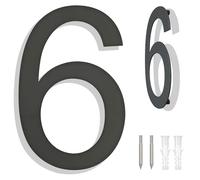 Ywonoby Large Brushed Stainless Steel House Numbers - Modern Floating Black Grey Door Numbers, Address Plaque - 6 Inch (152mm) Height - Arial Number 6/9