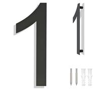 Ywonoby Large Stainless Steel House Numbers - Modern Floating Black Grey - 8 Inch 203mm Height - Arial Number 1