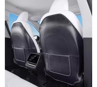 Ywooon Leather Seat Back Kick Protector for Tesla Model Y/3/S/X, Car Rear Seat Pu Leather Protector Cover Pad, Waterproof Backseat Kick Protector Covers with Extra Organizer Pocket, Carbon