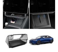 Ywooon Under Screen Magnetic Storage Box for Tesla Model 3 Highland Center Console Organizer Non Slip Convenient Storage Hidden Shelf for Center Console Organizer