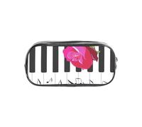 YWPCOIUYB Abstract Piano Music and Red Rose Flowers, Transparent Pencil Case Portable PVC Pen Pouch Stationery Bag for School Office