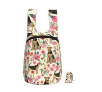 YWPCOIUYB Airedale Terrier Floral Print, Foldable Storage Backpack Unisex Sackpack Sport Gym Bag Casual Daypack