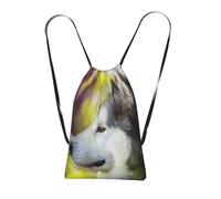 YWPCOIUYB Alaskan Malamute Bokeh Pets Dogs Cute, Drawstring Sackpack Unisex String Bag Sport Gym Bag Casual Daypack Foldable Drawstring Backpack