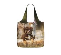 YWPCOIUYB Australian Shepherd Dogs Aussie Brown Dogs,Shopping Bags Reusable Grocery Bags Foldable Tote Bags Large Capacity Storage Bag