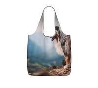 YWPCOIUYB Australian Shepherd Mountains Aussie Pets Dogs,Shopping Bags Reusable Grocery Bags Foldable Tote Bags Large Capacity Storage Bag