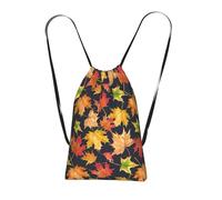 YWPCOIUYB Autumn Colorful Maple Leaves, Drawstring Sackpack Unisex String Bag Sport Gym Bag Casual Daypack Foldable Drawstring Backpack