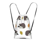 YWPCOIUYB Autumn Leaves Hedgehog, Drawstring Sackpack Unisex String Bag Sport Gym Bag Casual Daypack Foldable Drawstring Backpack