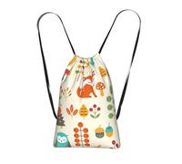 YWPCOIUYB Autumn Pattern With Owl Fox Squirrel Birds Animal Print, Drawstring Sackpack Unisex String Bag Sport Gym Bag Casual Daypack Foldable Drawstring Backpack