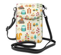YWPCOIUYB Autumn Pattern With Owl Fox Squirrel Birds Animal Print, Small Crossbody Bags, Cell Phone Purses For Women - PU Leather Cellphone Wallet With Credit Card Slots