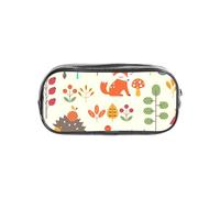 YWPCOIUYB Autumn Pattern with Owl Fox Squirrel Birds Animal Print, Transparent Pencil Case Portable PVC Pen Pouch Stationery Bag for School Office
