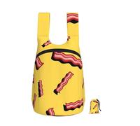 YWPCOIUYB Bacon Yellow Background, Foldable Storage Backpack Unisex Sackpack Sport Gym Bag Casual Daypack