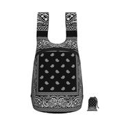 YWPCOIUYB Bandana Black Paisley Bandana, Foldable Storage Backpack Unisex Sackpack Sport Gym Bag Casual Daypack