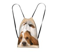 YWPCOIUYB Basset Hound, Drawstring Sackpack Unisex String Bag Sport Gym Bag Casual Daypack Foldable Drawstring Backpack
